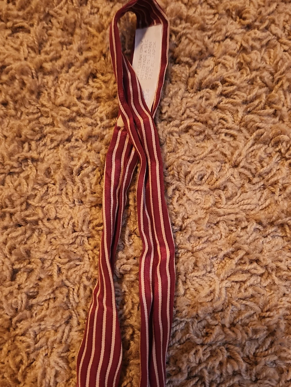 Vintage YSL 1970's Silk Maroon Paisley & Stripe Bandana Scarf with Monogram